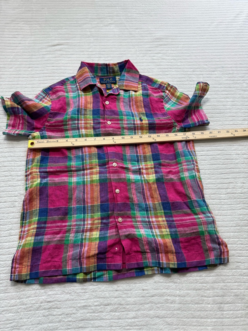 Polo by Ralph Lauren 100% Line Multicolor Plaid Short-Sleeve Button Shirt - Picture 7 of 11
